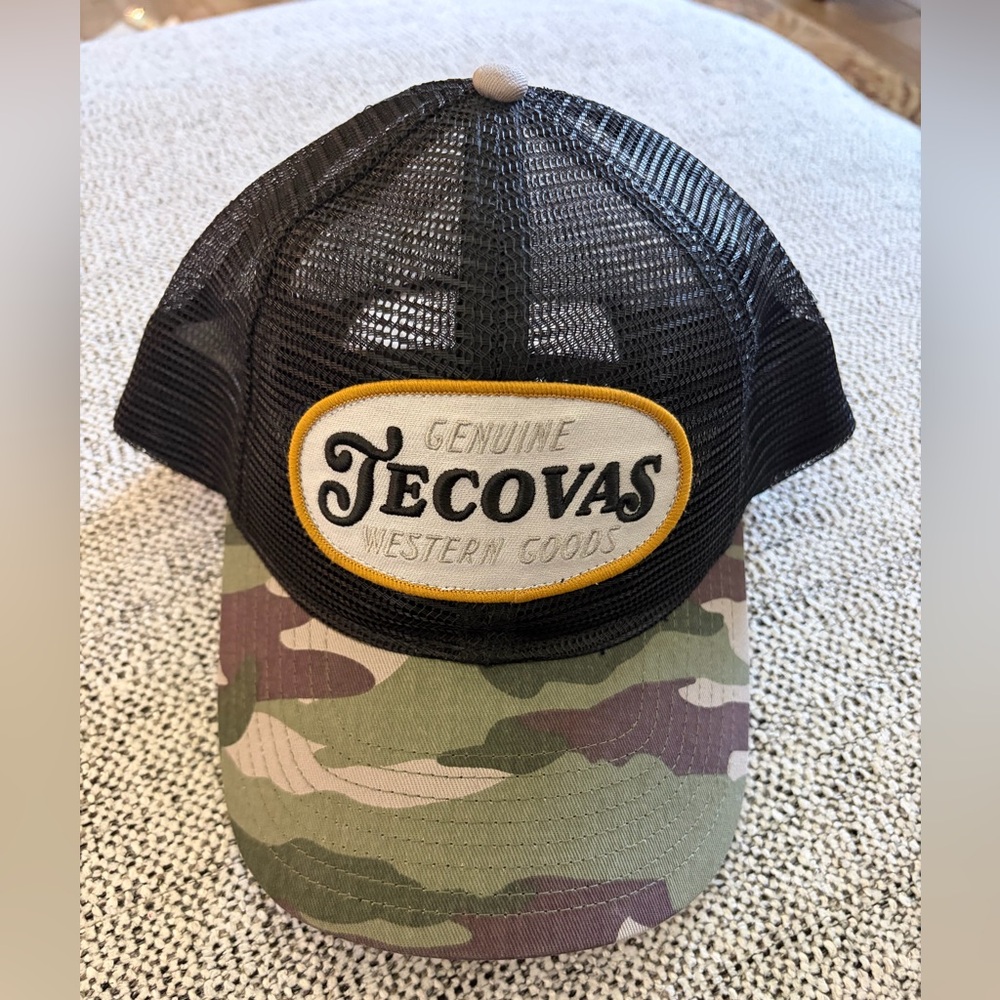 Tecovas Genuine Western Goods Camo Mesh Trucker Hat Black & Camouflage